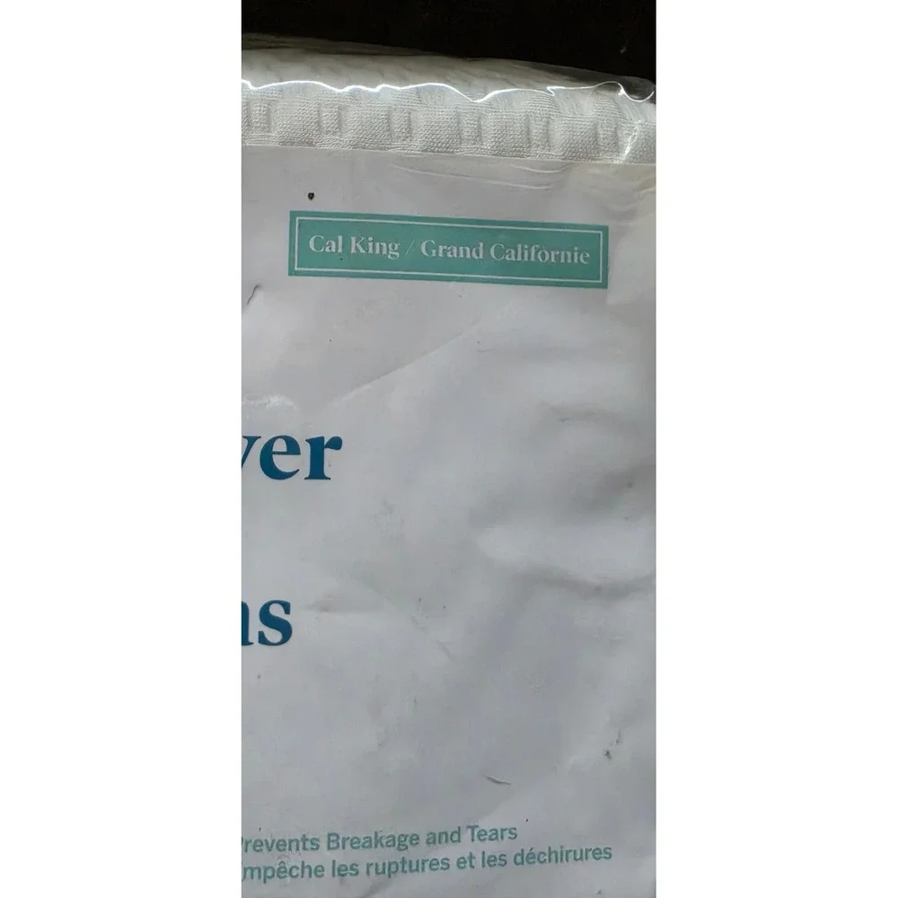 Lucid 4-Inch Mattress Topper Cover California King White WaffleKnit LU40CK0025TC